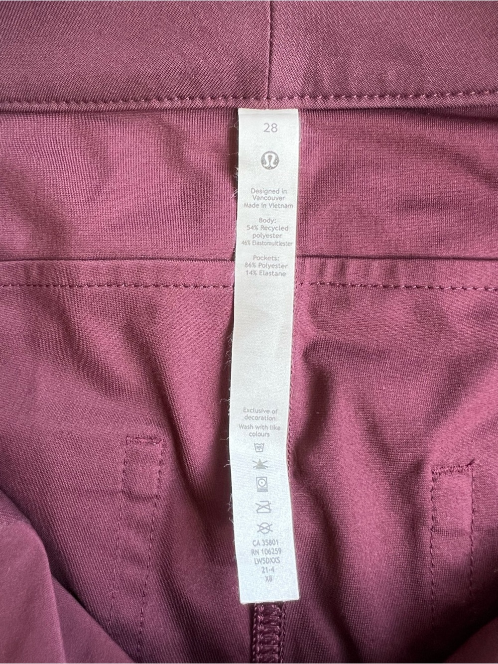 Lululemon City Sleek 5 Pocket Wide Leg Pant Cassis Size 28 - Picture 10 of 11